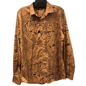 Knight Spirit‎ Shirt Men's XL Long Sleeve Collared Casual Club Dress Button Up